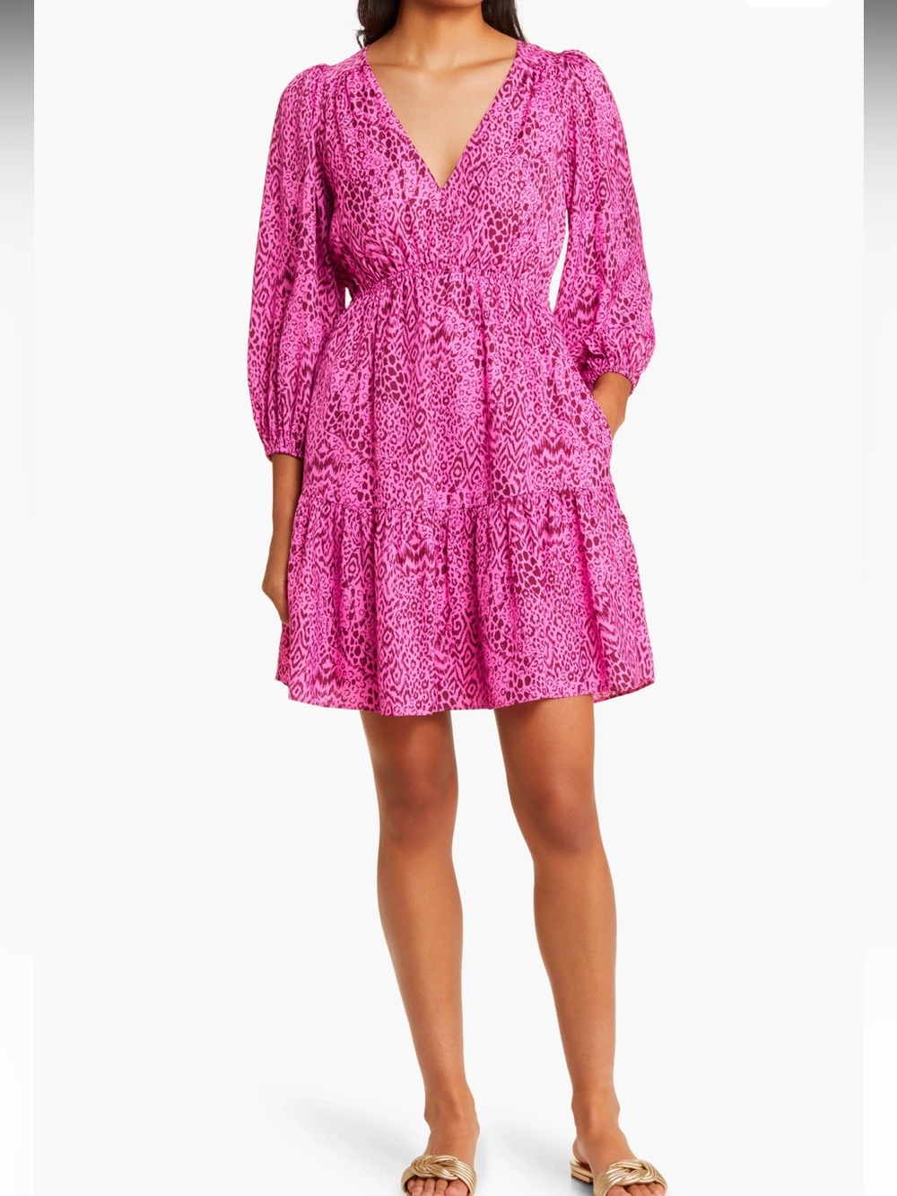 NEW Lilly Pulitzer Hot Pink Deacon Cerise Dress Print Long Sleeve Dress Size 0